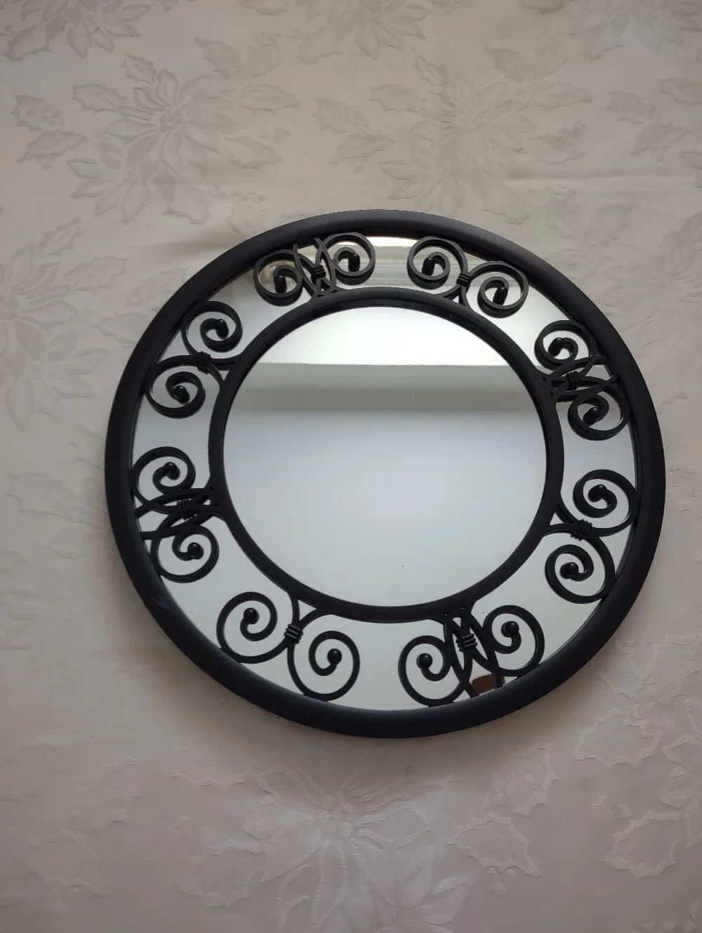 Elements Round Wall Mirror Decorative Black Frame